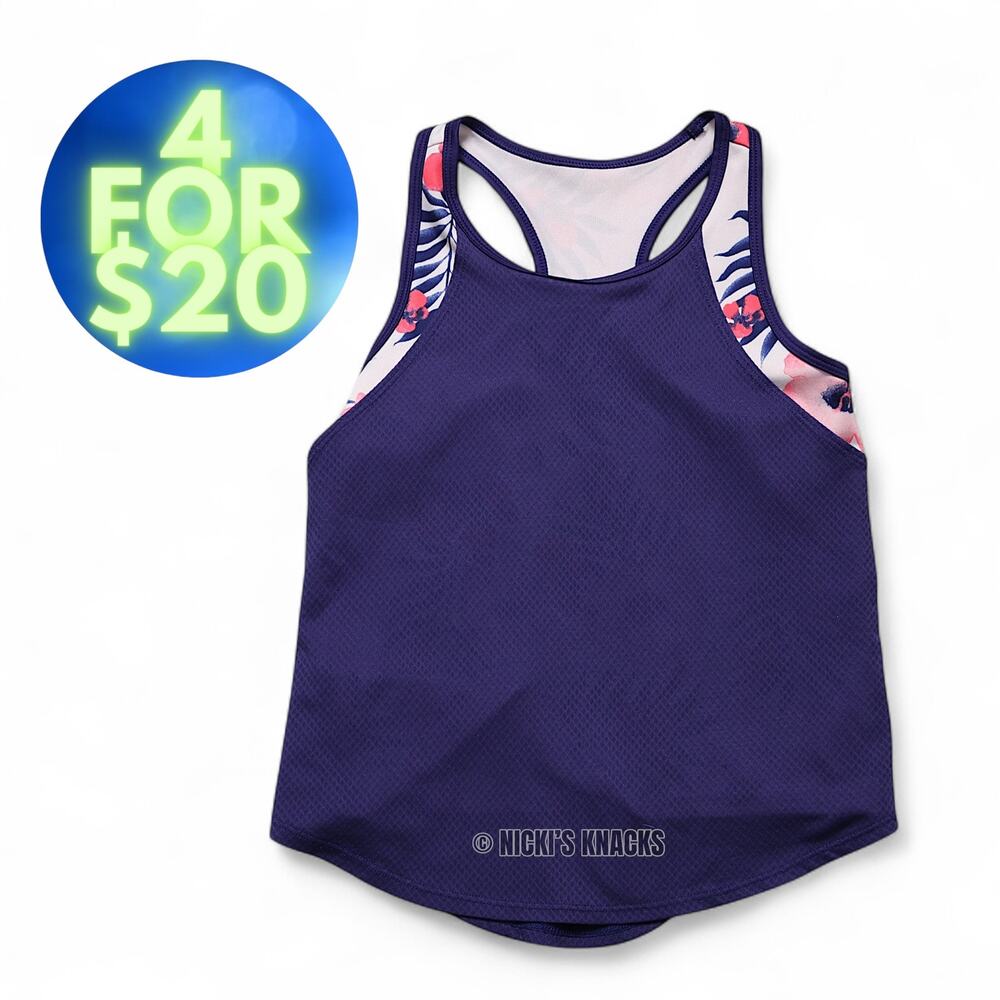 4/$20 Avia Girls 2-in-1 Racerback Athletic Activewear Tank Top Purple Size M 7/8